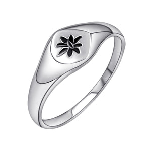 
                  
                    Sterling Silver North Star Signet Ring - Classic Celestial Band
                  
                