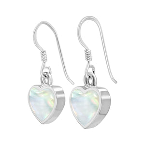 
                  
                    Sterling Silver Mother of Pearl Heart Dangle Earrings - French Hook
                  
                