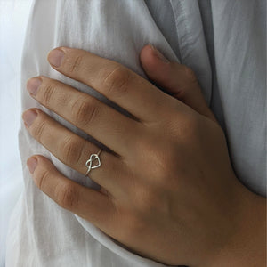 
                  
                    Sterling Silver Heart Love Knot Thin Band Ring
                  
                