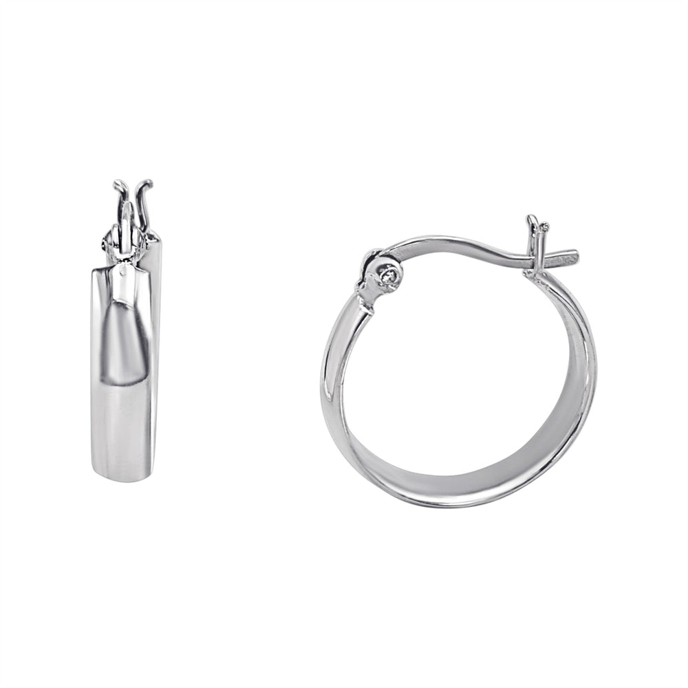 Sterling Silver Flat Tube Hoop Earrings - 20mm Classic Chunky Hoops