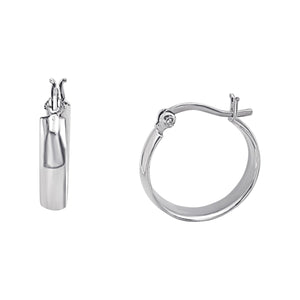 
                  
                    Sterling Silver Flat Tube Hoop Earrings - 20mm Classic Chunky Hoops
                  
                