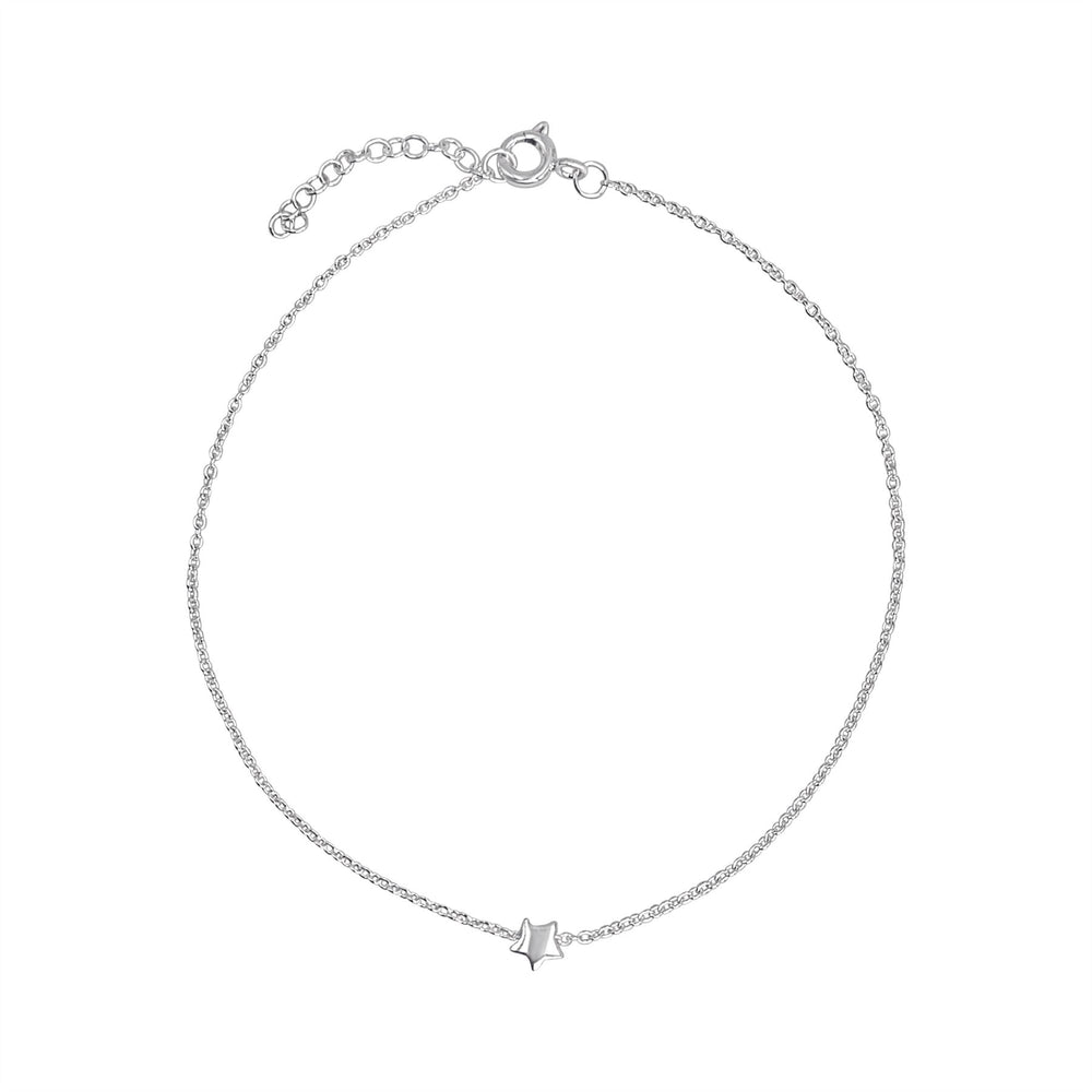 Sterling Silver Star Anklet - Celestial Cable Chain Design