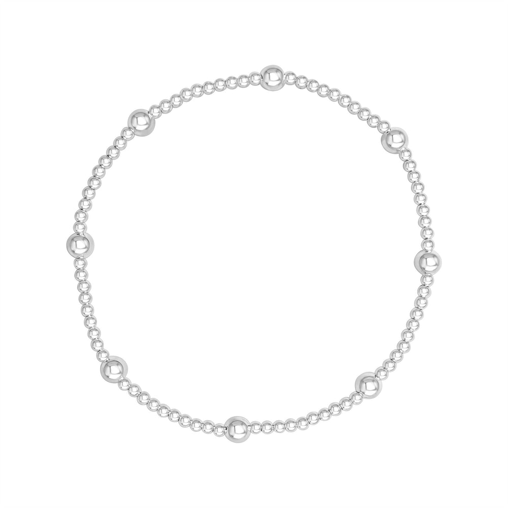 Sterling Silver Round Bead Stretch Bracelet - Stacking Ball Beads