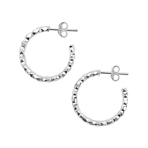 
                  
                    Sterling Silver Faceted Hoop Earrings - 20mm Diamond-Cut Hoops
                  
                