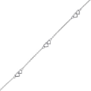 
                  
                    Sterling Silver Interlocking Heart Anklet - Cable Chain Design
                  
                