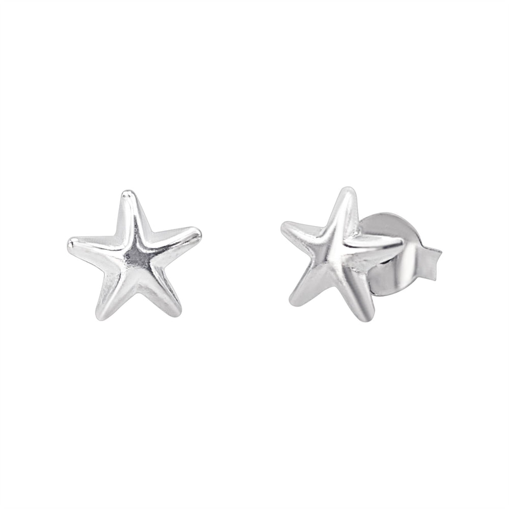 Sterling Silver Small Starfish Beach Stud Earrings - Star-Shaped Studs