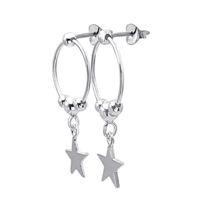 
                  
                    Sterling Silver Star Drop Earrings - Beaded Open Circle Studs
                  
                