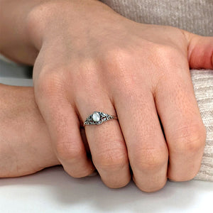 
                  
                    Sterling Silver Mother of Pearl Filigree Floral Vintage Style Ring
                  
                