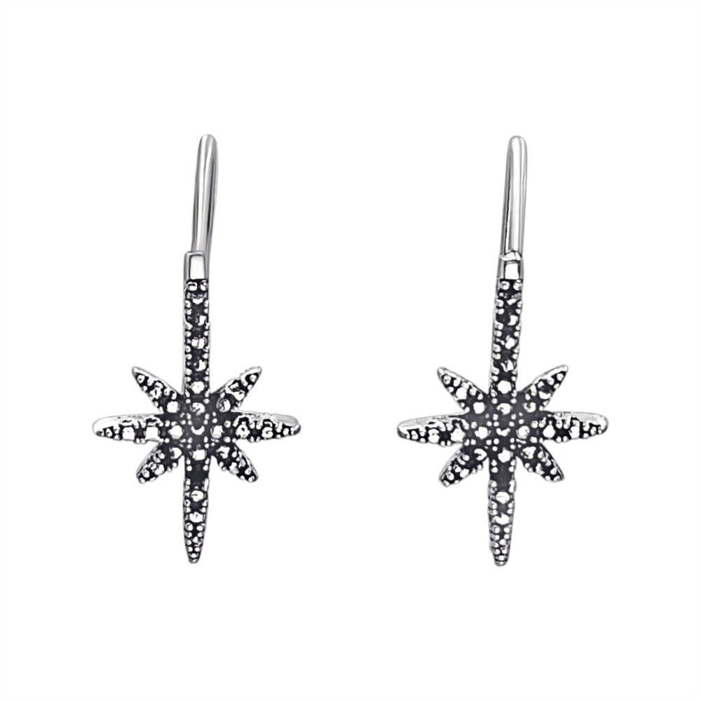 Sterling Silver Northern Star Earrings - Textured Boho Celestial Studs