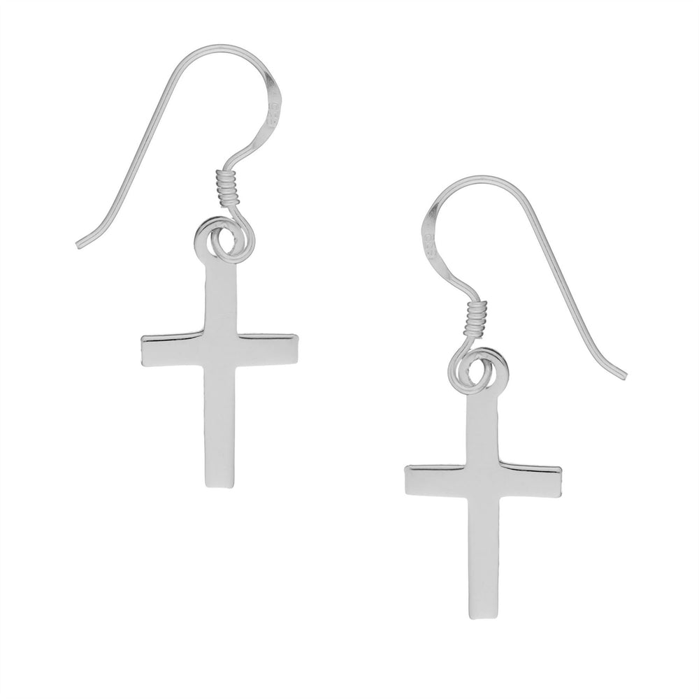 Sterling Silver Cross Dangle Earrings