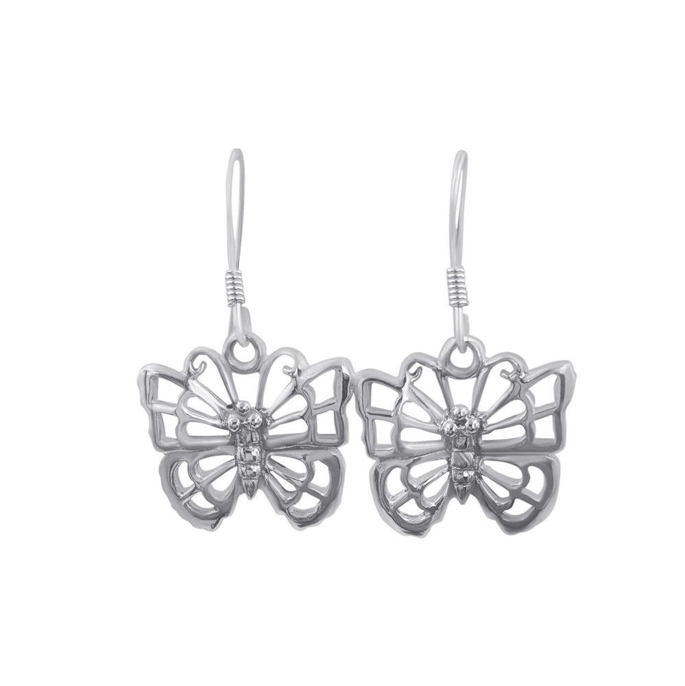 Sterling Silver Filigree Butterfly Dangle Earrings Nature Jewellery