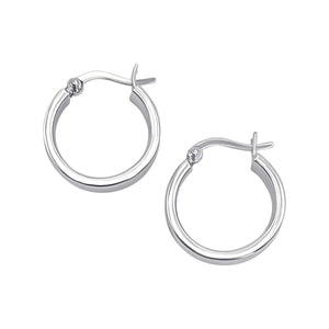 
                  
                    Sterling Silver Chunky Hoop Earrings - 20mm Flat Square Tube Hoops
                  
                