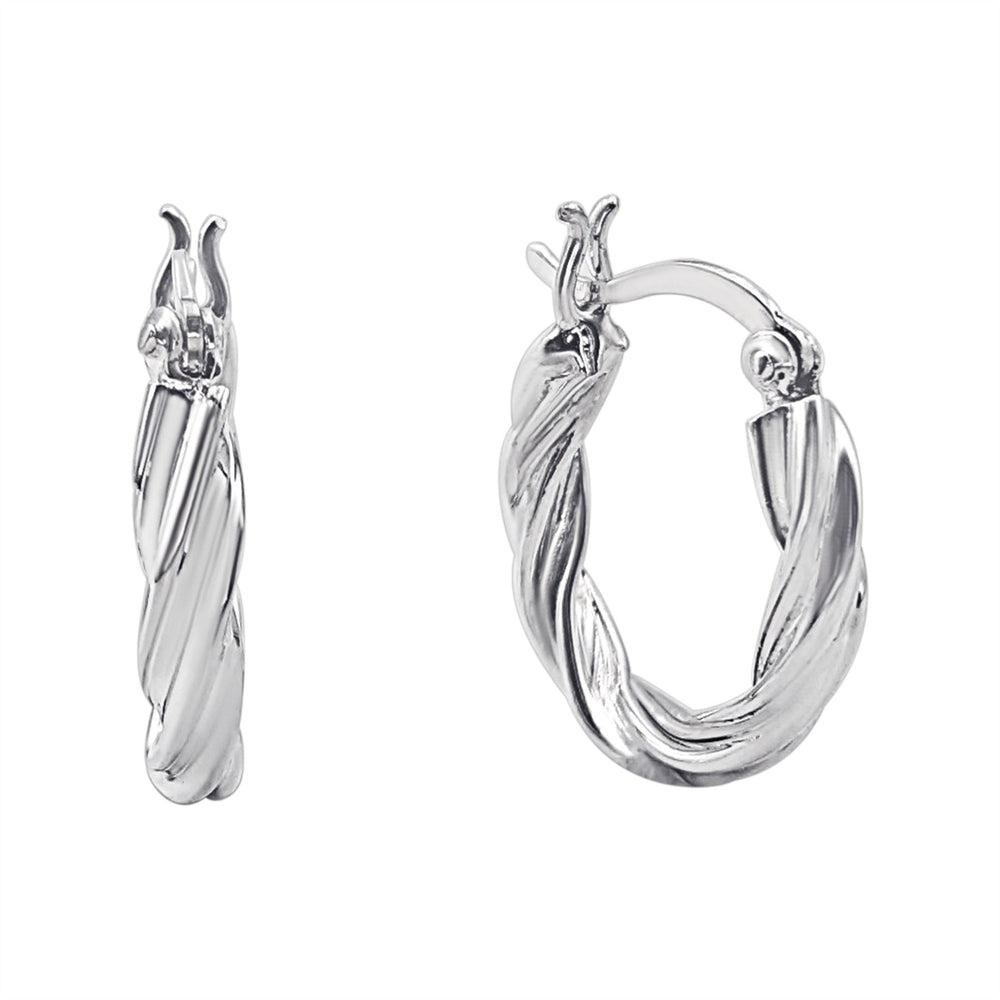 Sterling Silver Chunky Twist Hoop Earrings - 21mm Twisted Rope Hoops