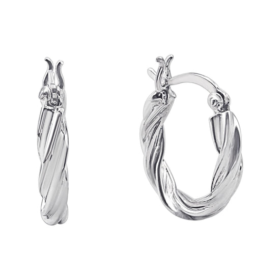 Sterling Silver Chunky Twist Hoop Earrings - 21mm Twisted Rope Hoops