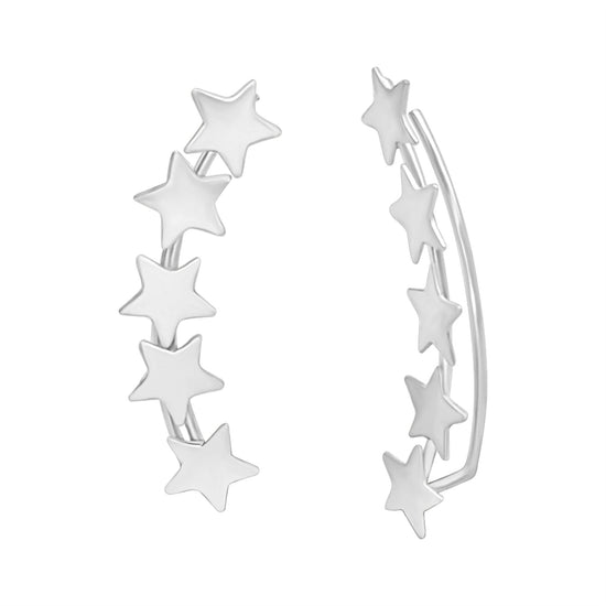 Sterling Silver Five Star Constellation Climber Earrings
