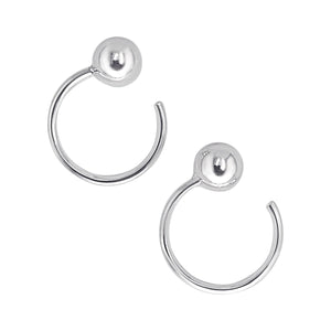 
                  
                    Sterling Silver Pull-Through Half Hoop Earrings With Ball Stopper
                  
                