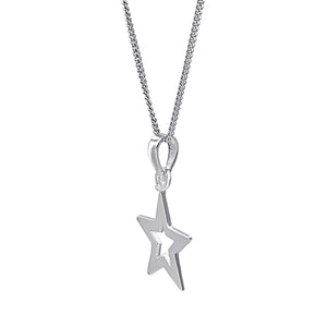 
                  
                    Sterling Silver Open Star Pendant Necklace - Celestial Design
                  
                