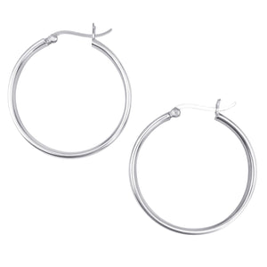 
                  
                    Sterling Silver Chunky Medium Hoops Flat Tube Hoop Earrings
                  
                