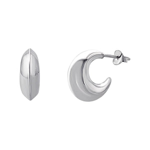 
                  
                    Sterling Silver Tapered Crescent Hoop Earrings - 15mm Sleek Hoops
                  
                