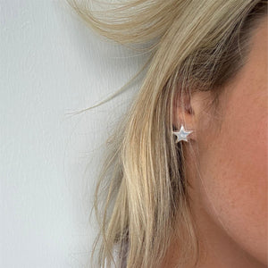 
                  
                    Sterling Silver Large Puffed Star Stud Earrings - Celestial Statement
                  
                