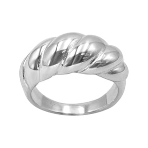 
                  
                    Sterling Silver Classic Croissant Ring - Chunky Ribbed Dome Design
                  
                