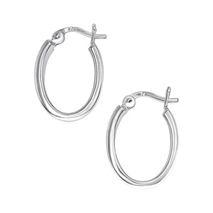 
                  
                    Sterling Silver Chunky Oval Hoop Earrings - 20mm Square Tube Hoops
                  
                