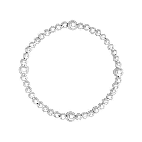 Sterling Silver Chunky Round Ball Bead Stretch Bracelet for Stacking