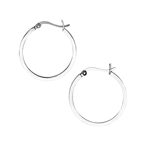 
                  
                    Sterling Silver Hoop Earrings - 30mm Minimalist Thin Square Tube Hoops
                  
                