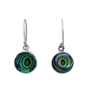 
                  
                    Sterling Silver Round Abalone Shell Dangle Earrings Gemstone Jewellery
                  
                