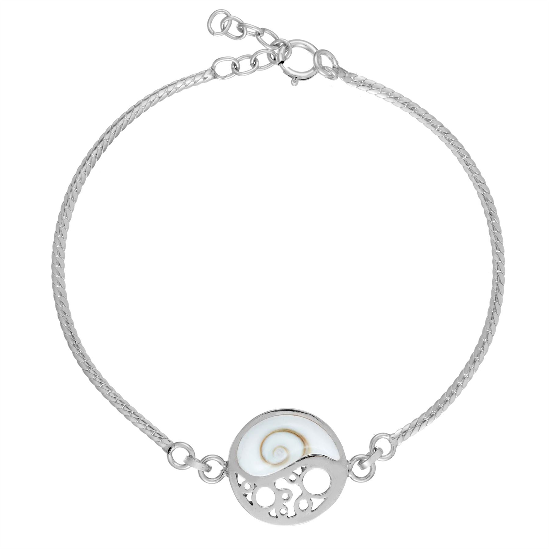Sterling Shiva Eye Filigree Yin Yang Bracelet Snake Chain