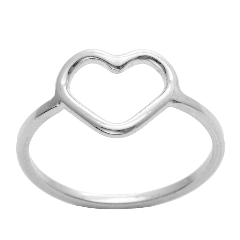 Sterling Silver Simple Open Love Heart Wire Ring