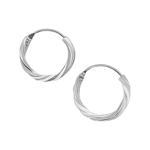 
                  
                    Sterling Silver Twisted Hoop Earrings - 15mm Dainty Thin Tube Hoops
                  
                