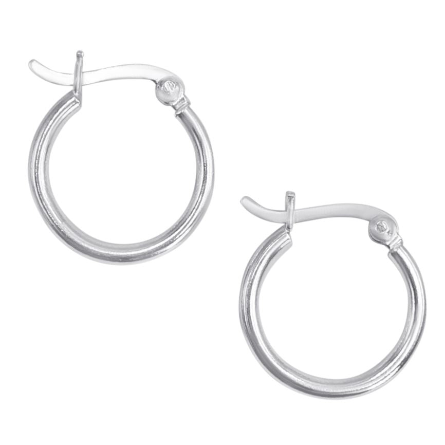 Sterling Silver Small Hoops Round Tube Hoop Earrings