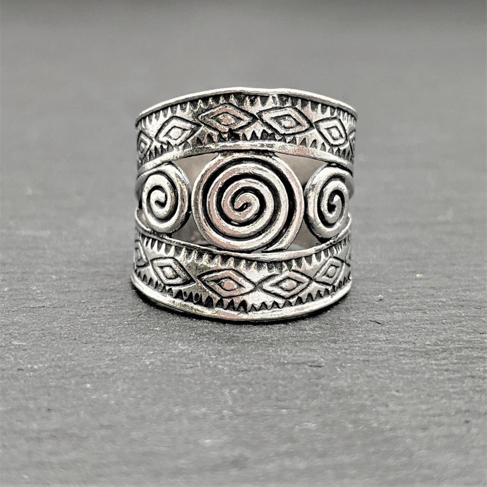 
                  
                    Karen Hill Tribe Silver Tribal Spiral Motif Wide Adjustable Ring
                  
                