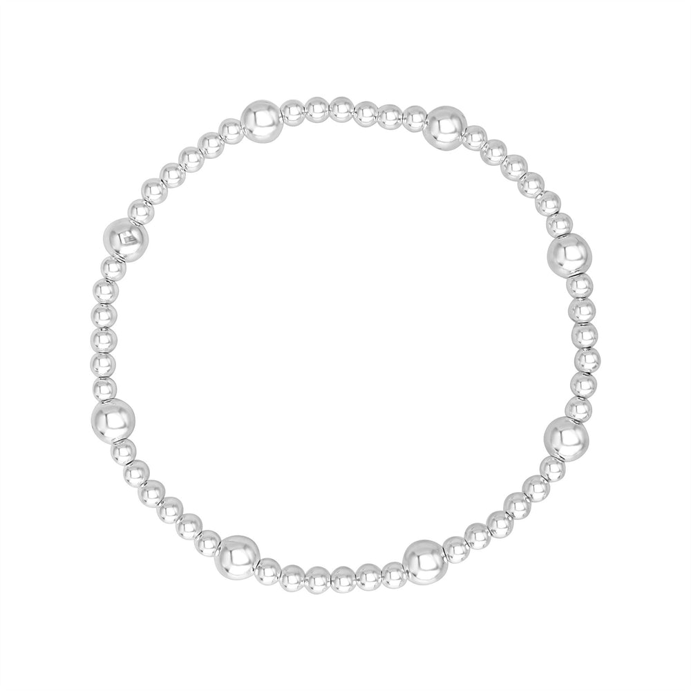 Sterling Silver Chunky Round Ball Bead Stretch Bracelet for Stacking