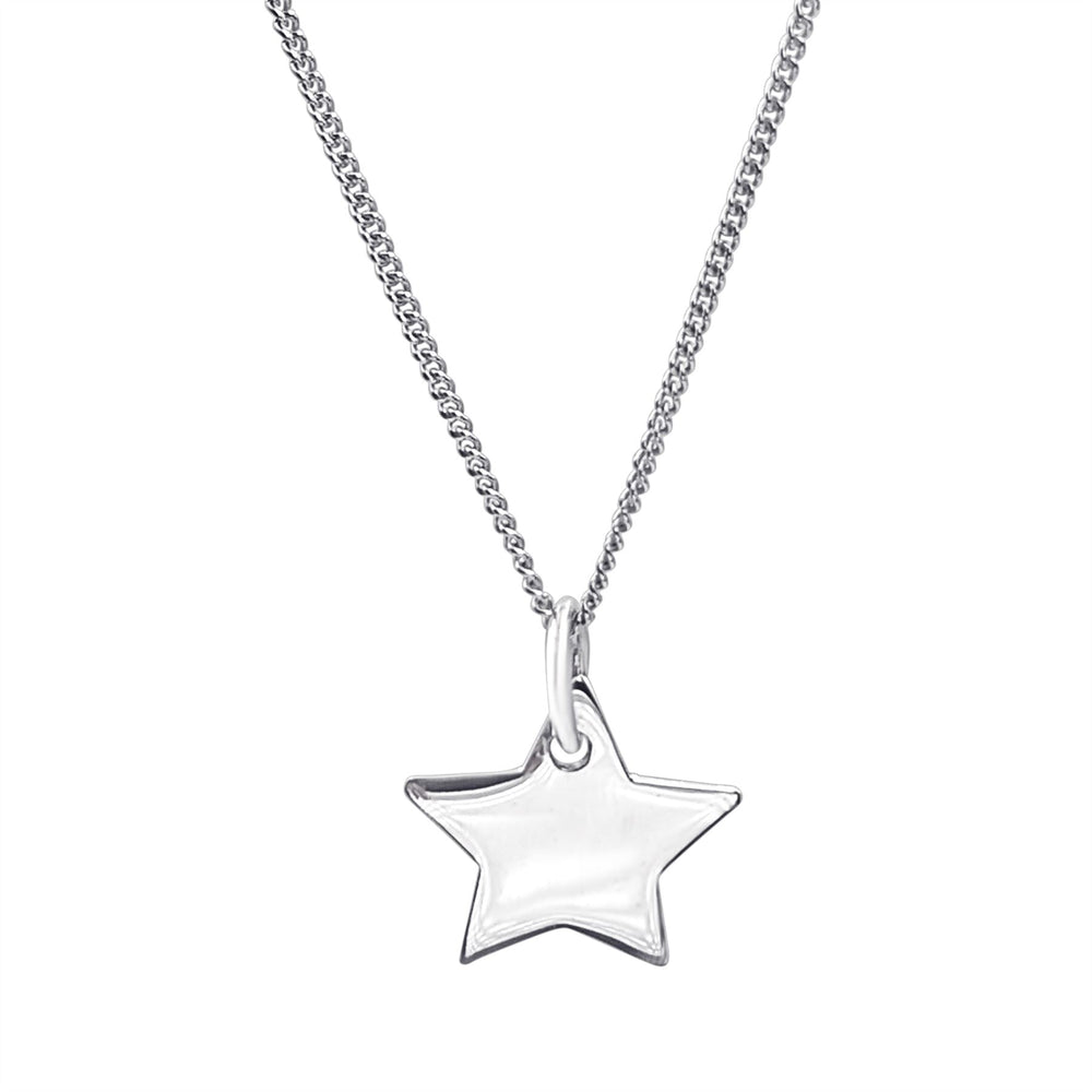 Sterling Silver Smooth Star Pendant Necklace - Celestial Design