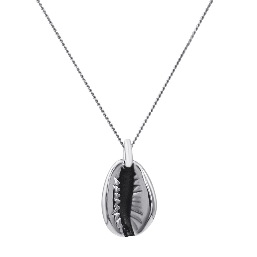 Sterling Silver Cowrie Shell Charm Seashell Pendant Necklace