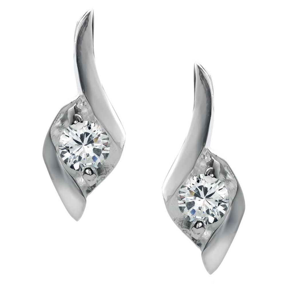 Sterling Silver Cubic Zirconia Swirl Earrings