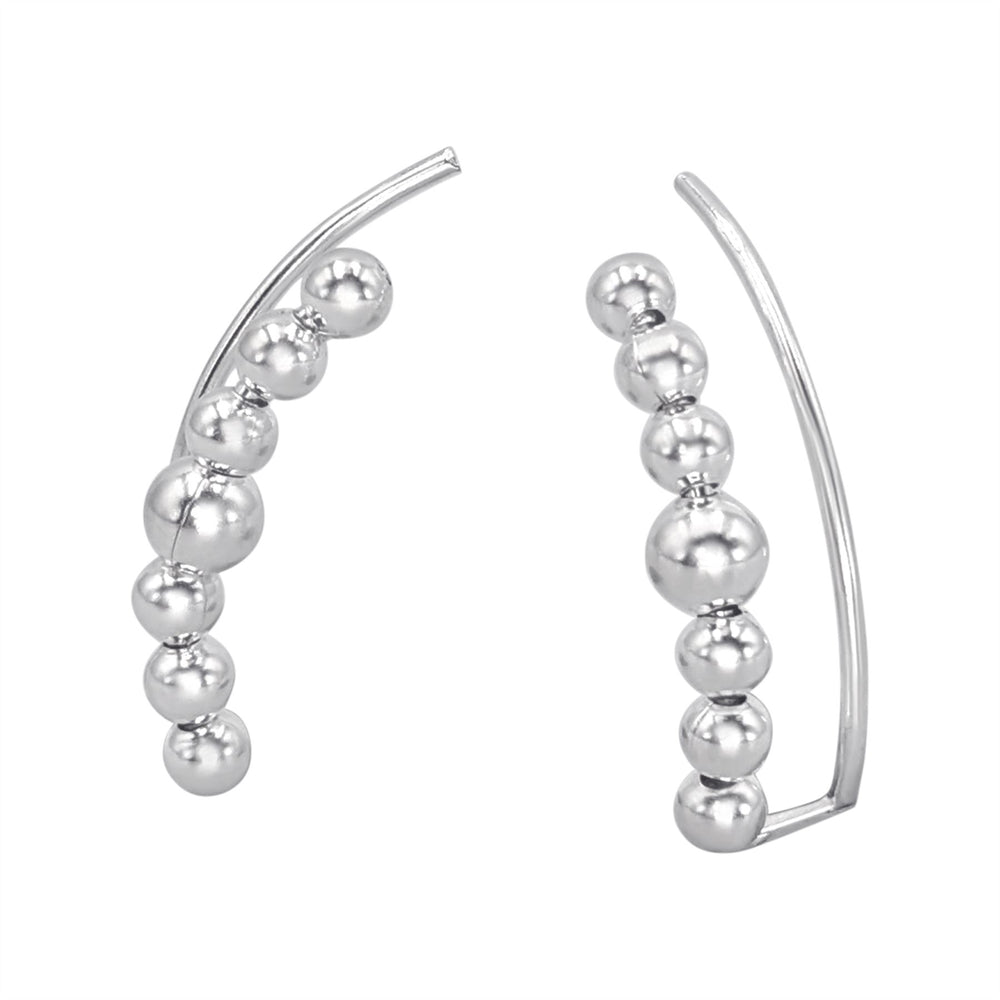 Sterling Silver Graduated Ball Climber Earrings - Geometric Climbers