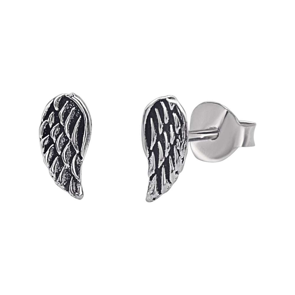 Sterling Silver Angel Wing Stud Earrings - Dainty Feather Studs