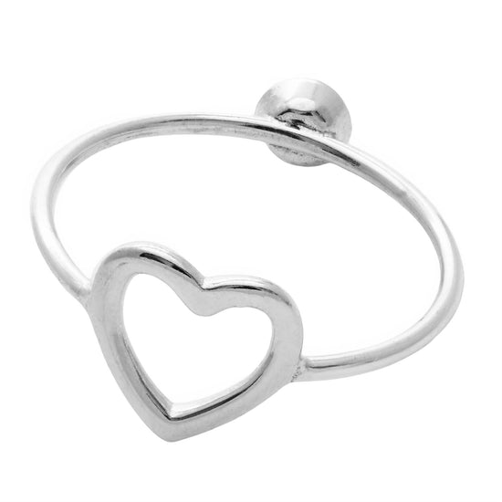 Sterling Silver Reversible Open Heart Cubic Zirconia Stacking Ring