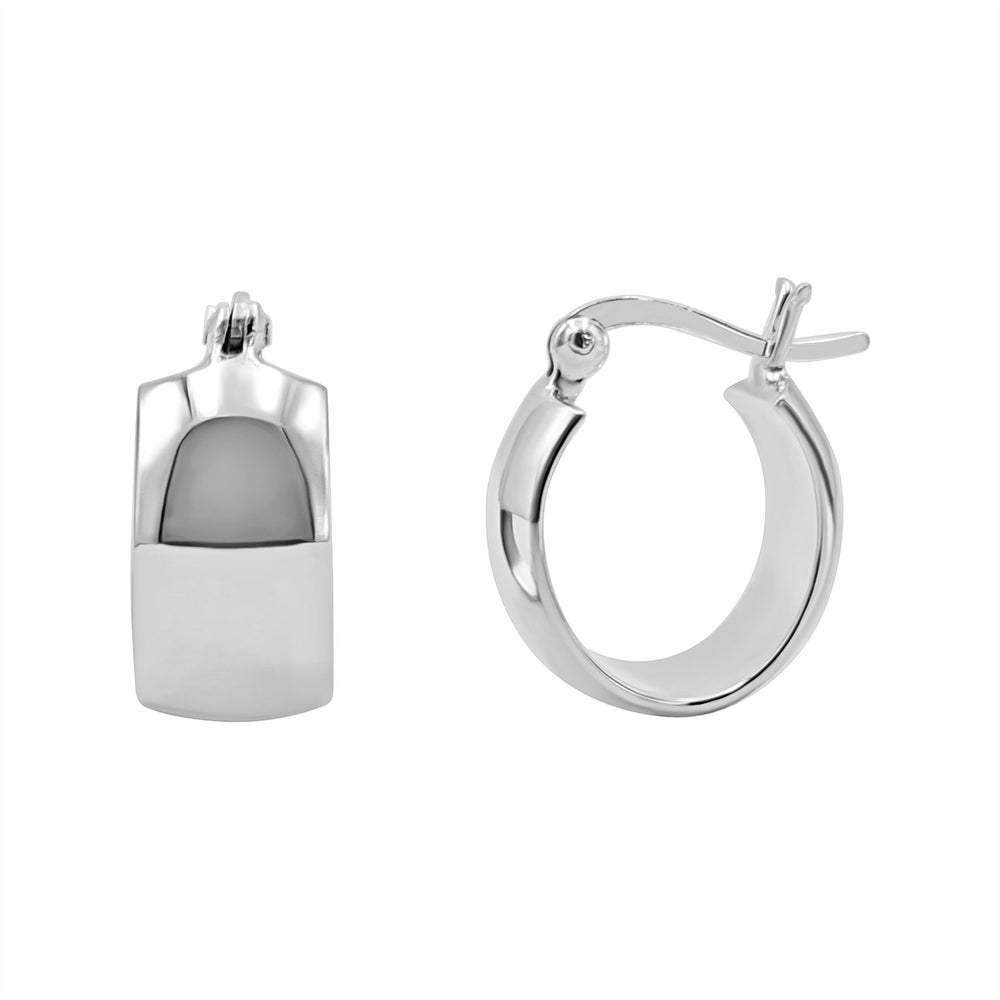 Sterling Silver Chunky Oval Hoop Earrings - 18mm Flat Tube Huggies