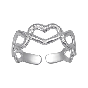 
                  
                    Sterling Silver Open Heart Toe Ring - Adjustable Midi Pinky Ring
                  
                