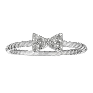 
                  
                    Sterling Silver 11 Tiny CZ Rope Bow Small Cute Ring
                  
                