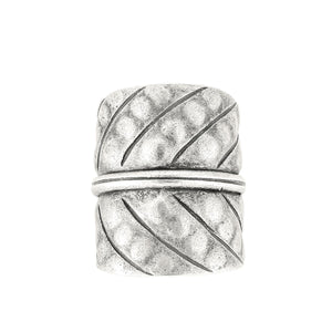 
                  
                    Karen Hill Tribe Silver Wide Leaf Hammered Ring
                  
                
