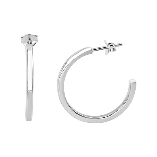Sterling Silver Medium Square Tube Hoop Earrings - Sleek and Chunky