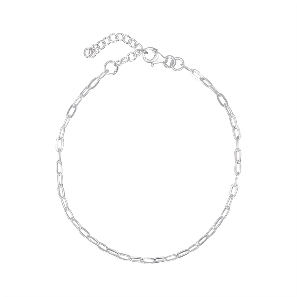 Sterling Silver Flat Oval Link Chain Bracelet - Elegant Minimalist