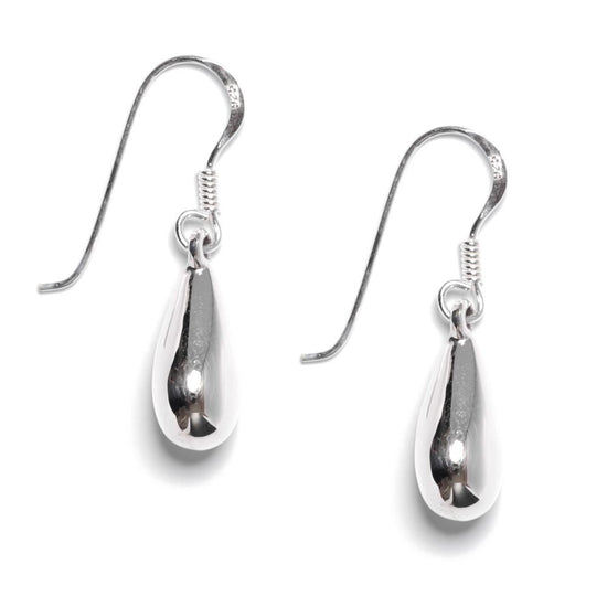 Sterling Silver Simple Teardrop Drop Earrings - Minimalist Design