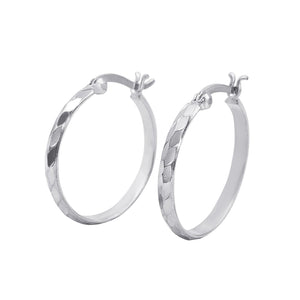 
                  
                    Sterling Silver Medium Hoop Earrings Diamond Cut Hoop Earrings Flat Edge
                  
                