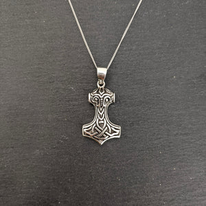 
                  
                    Sterling Silver Chunky Mjolnir Norse Thor's Hammer Pendant Necklace
                  
                